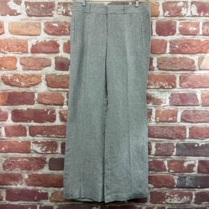 Banana Republic Martin Fit Pants Women's 12L Gray Striped 100% Linen Trousers
